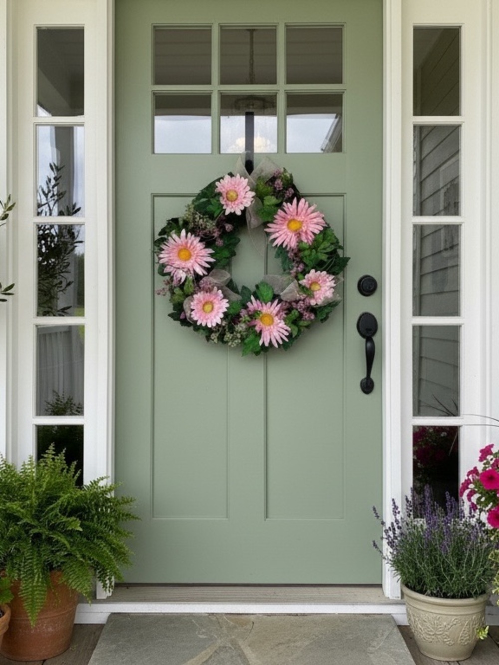 Gerber  Daisy Floral Wreath with Greenery